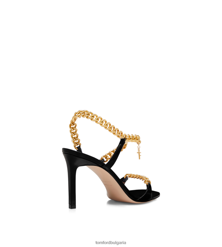 Жени обувки лъскав кожен зенит сандал черен TOM FORD B880D1321