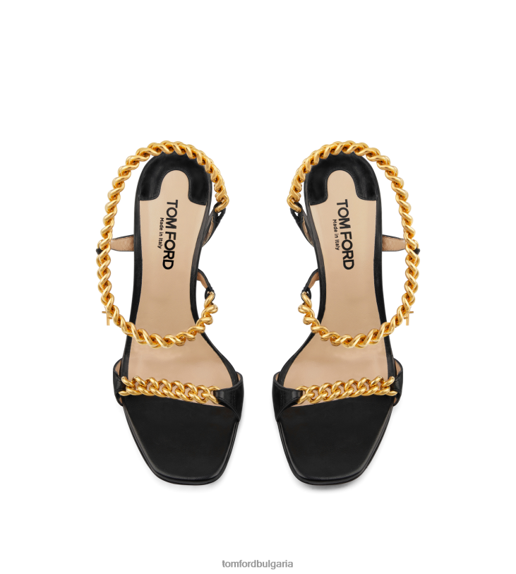 Жени обувки лъскав кожен зенит сандал черен TOM FORD B880D1321