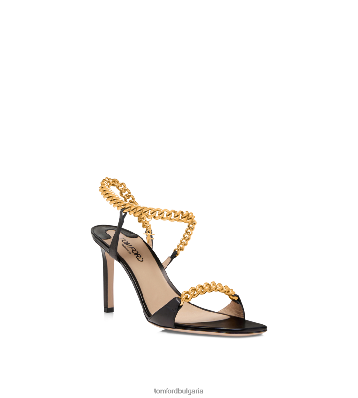 Жени обувки лъскав кожен зенит сандал черен TOM FORD B880D1321