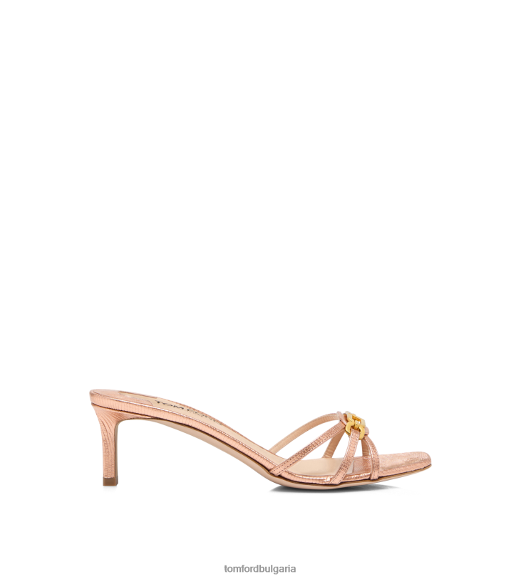Жени обувки ламинирана щампована гущер кожа уитни муле розово злато TOM FORD B880D1327