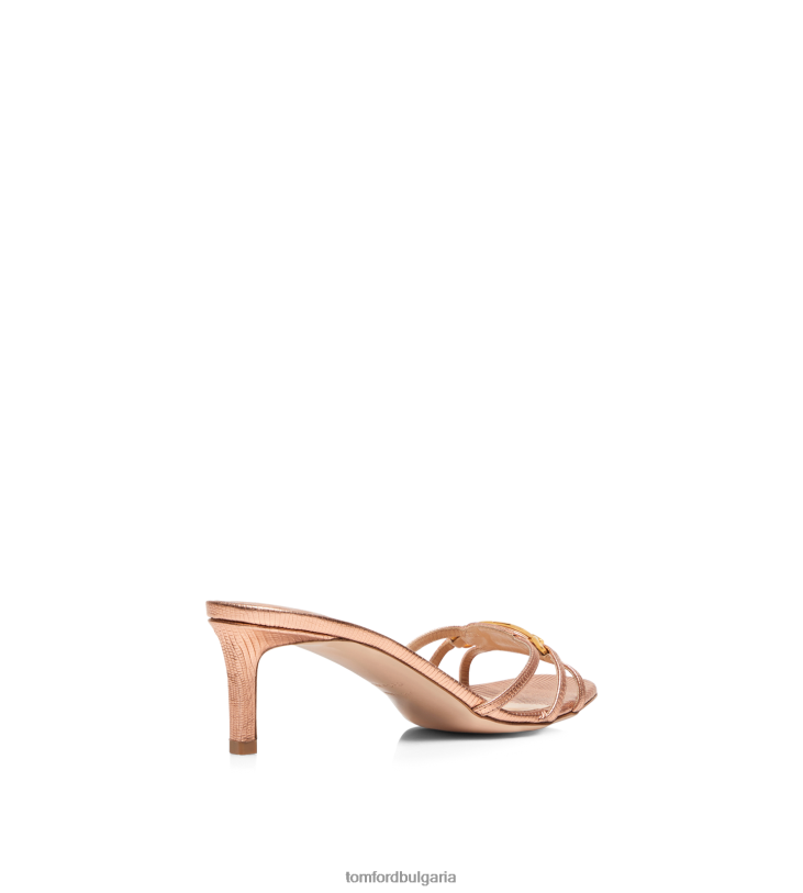 Жени обувки ламинирана щампована гущер кожа уитни муле розово злато TOM FORD B880D1327