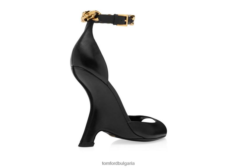 Жени обувки кожен сандал с верижка черен TOM FORD B880D1328