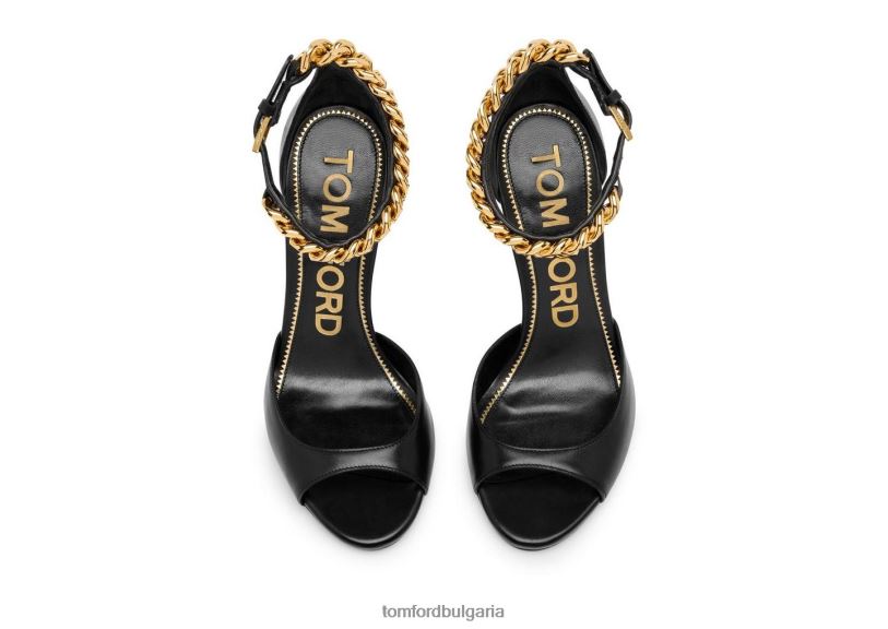 Жени обувки кожен сандал с верижка черен TOM FORD B880D1328