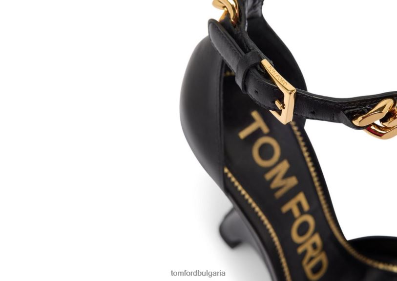 Жени обувки кожен сандал с верижка черен TOM FORD B880D1328