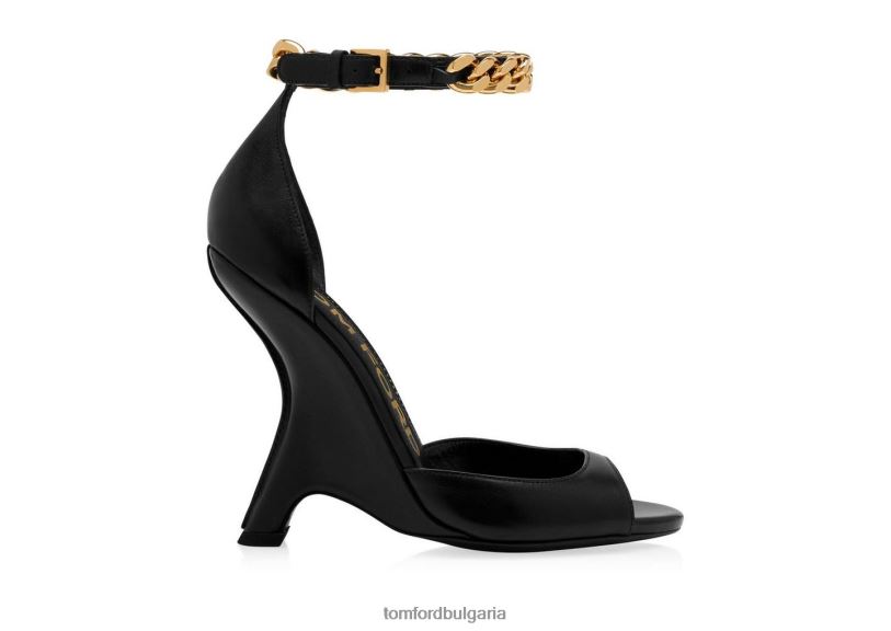 Жени обувки кожен сандал с верижка черен TOM FORD B880D1328