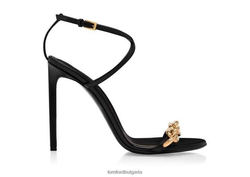 Жени обувки кожен сандал с верижка черен TOM FORD B880D1329