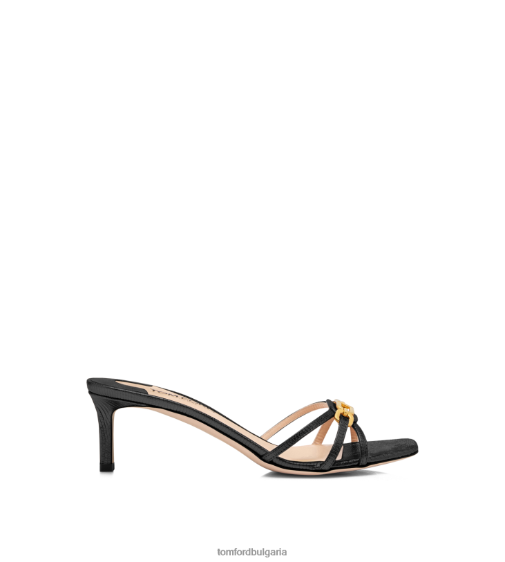 Жени обувки щампована кожа на гущер уитни муле черен TOM FORD B880D1331