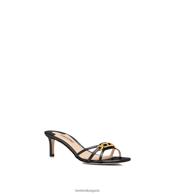 Жени обувки щампована кожа на гущер уитни муле черен TOM FORD B880D1331