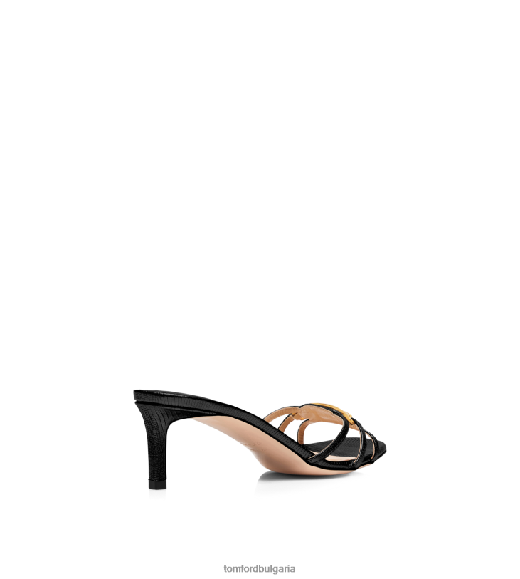 Жени обувки щампована кожа на гущер уитни муле черен TOM FORD B880D1331