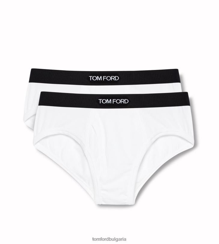 мъже облекло памучни модални слипове по два пакета бяло TOM FORD B880D523