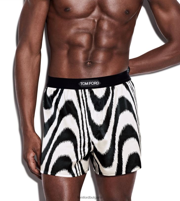 мъже облекло копринени боксерки ikat wave черно + бяло TOM FORD B880D473