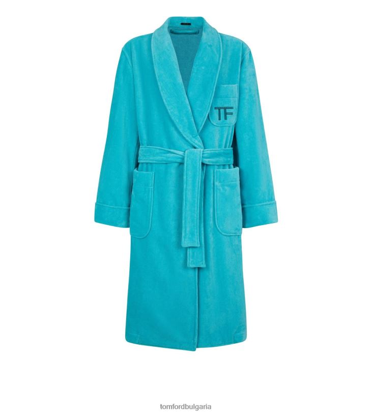 мъже облекло солидна хавлиена кърпа шал яка халат тюркоаз TOM FORD B880D576