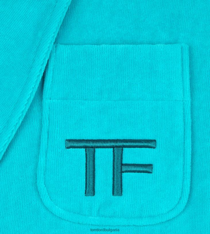 мъже облекло солидна хавлиена кърпа шал яка халат тюркоаз TOM FORD B880D576