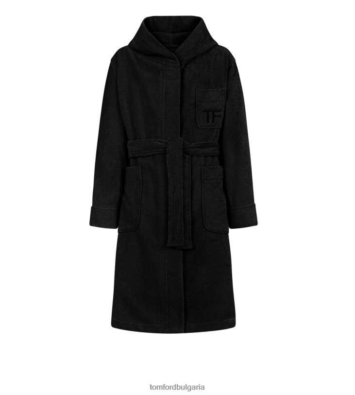 мъже облекло хавлиена роба с качулка черен TOM FORD B880D577