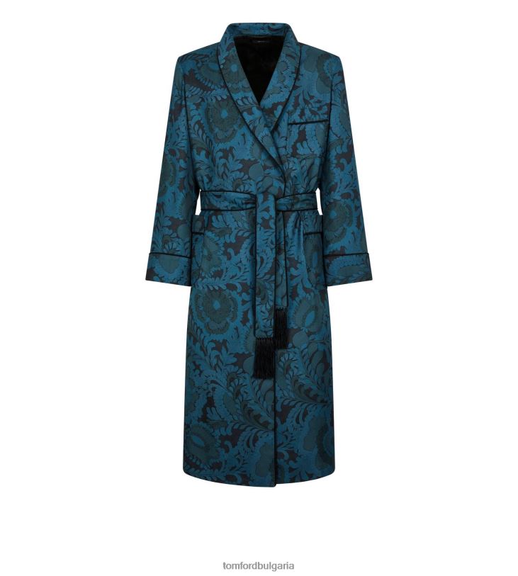 мъже облекло халат с яка с копринен шал индиго TOM FORD B880D579