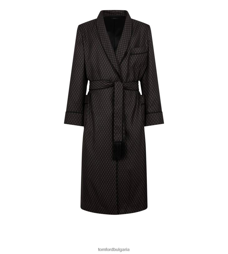 мъже облекло халат с яка с копринен шал какао + черно TOM FORD B880D580