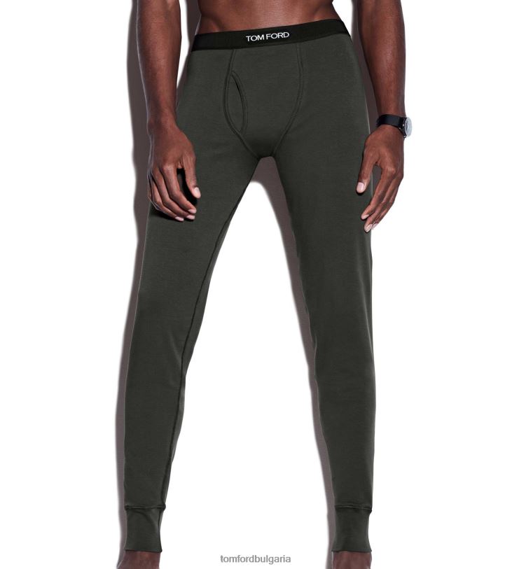 мъже облекло памучни дълги гащи военно зелено TOM FORD B880D561