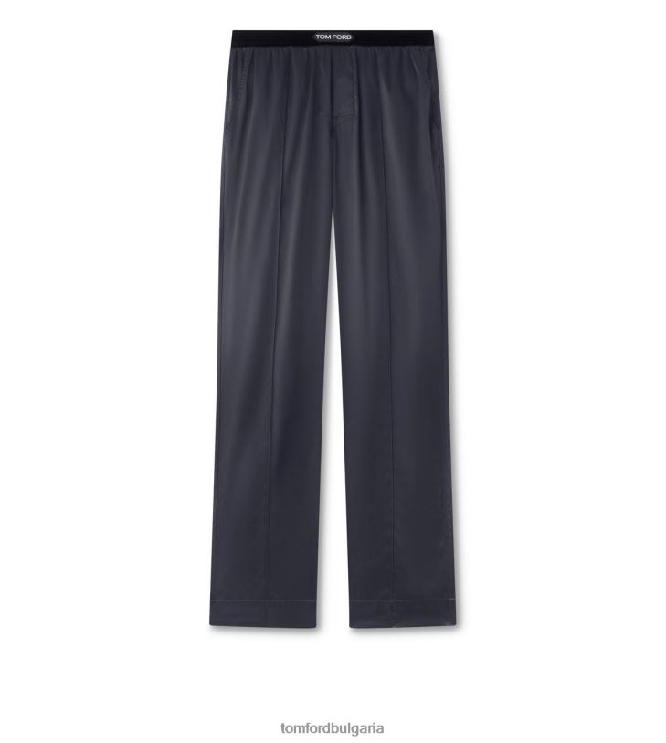 мъже облекло копринени пижамни панталони тъмно сив TOM FORD B880D566