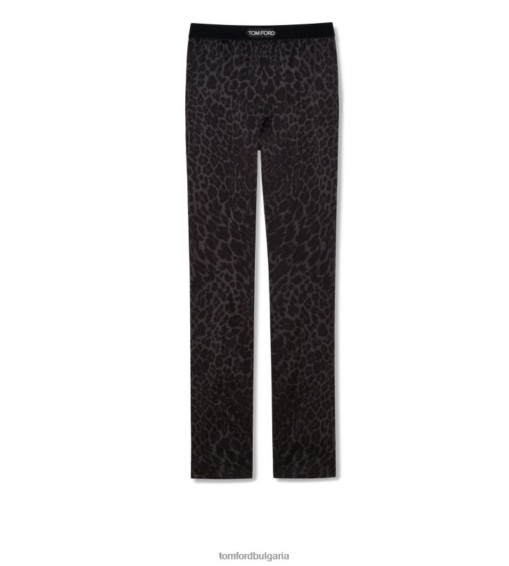 мъже облекло отразени леопардови копринени пижамни панталони мастило TOM FORD B880D572