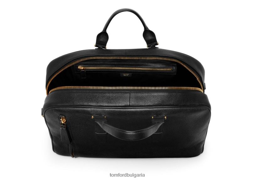 мъже аксесоар зърнеста кожена чанта за боулинг черен TOM FORD B880D1040