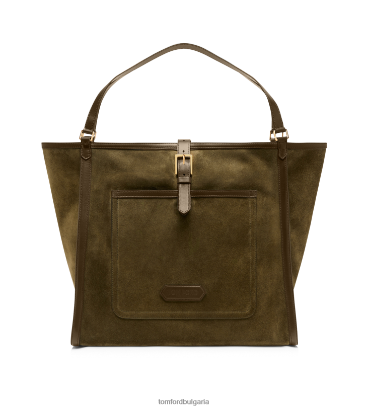 мъже аксесоар велурена гигантска чантичка зелено TOM FORD B880D1043