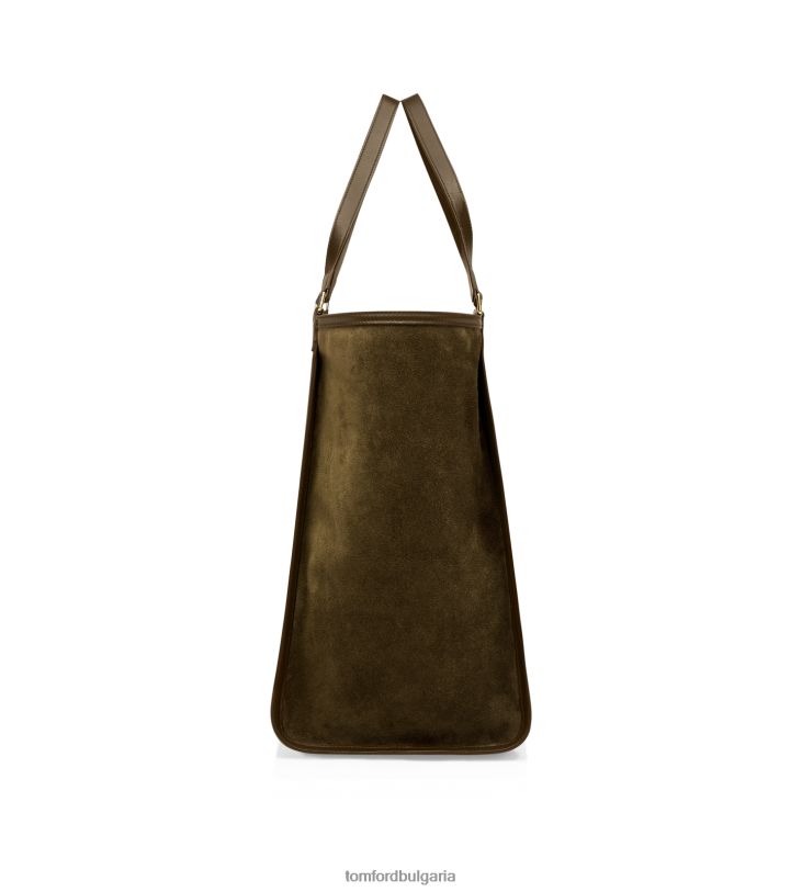 мъже аксесоар велурена гигантска чантичка зелено TOM FORD B880D1043