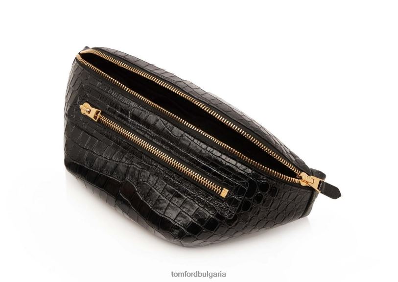 мъже аксесоар чанта за колан с принт на алигатор черен TOM FORD B880D1005