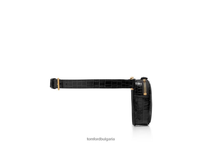 мъже аксесоар малка чанта за колан с лъскав щампован крокодил черен TOM FORD B880D1006