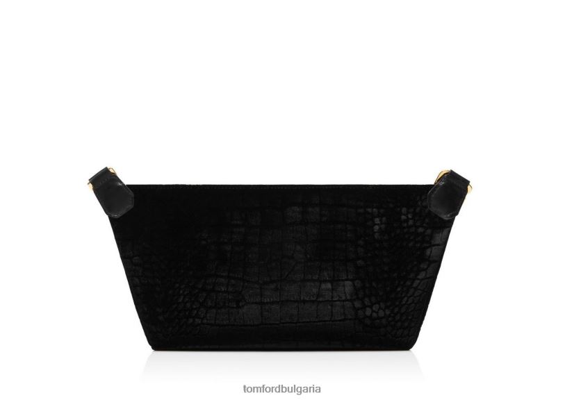 мъже аксесоар тънка чанта за колан от крокодилно кадифе черен TOM FORD B880D1008
