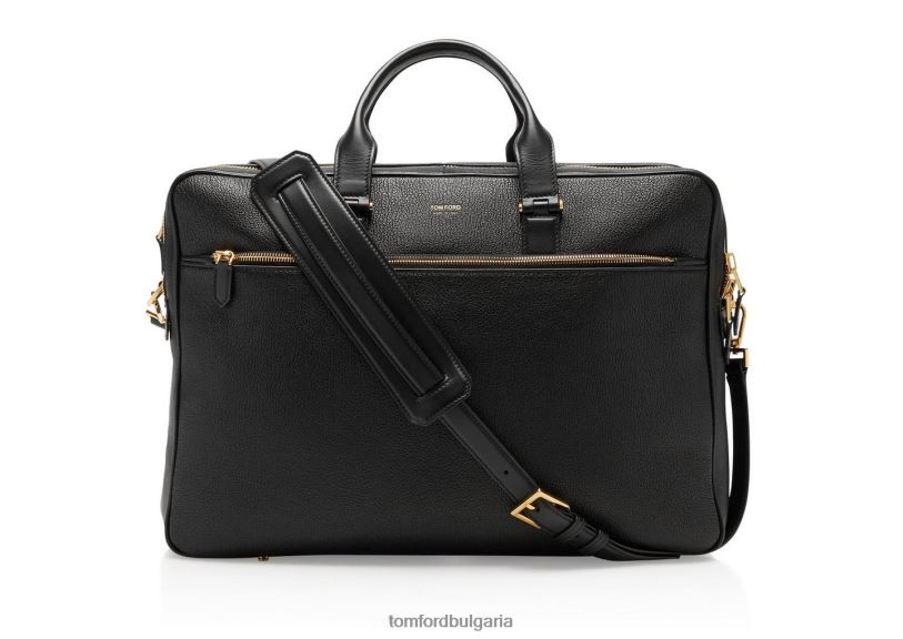 мъже аксесоар куфарче с двоен цип от зърнеста кожа черен TOM FORD B880D1013
