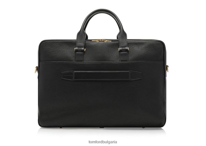 мъже аксесоар куфарче с двоен цип от зърнеста кожа черен TOM FORD B880D1013