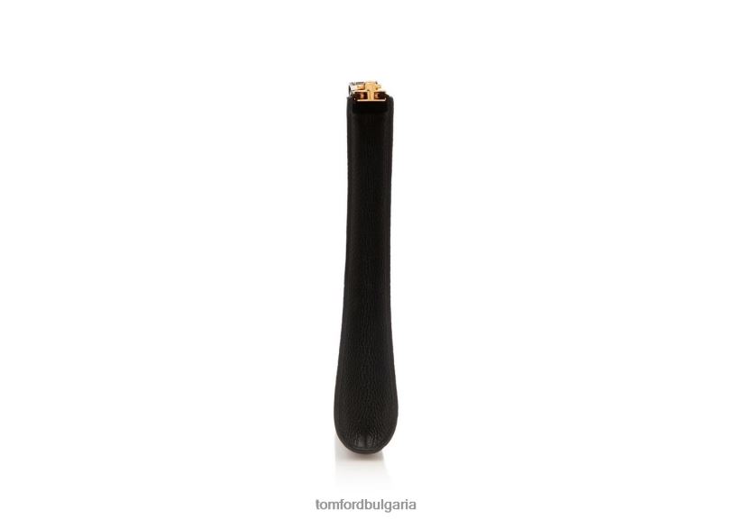 мъже аксесоар портфолио с цип от мека зърнеста кожа черен TOM FORD B880D1014