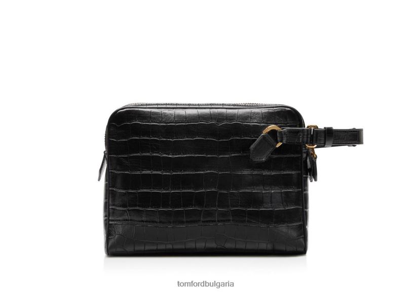 мъже аксесоар щампован клъч от крокодилова кожа черен TOM FORD B880D1019