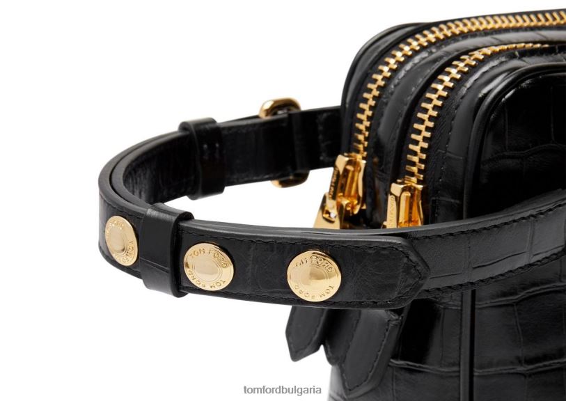 мъже аксесоар щампован клъч от крокодилова кожа черен TOM FORD B880D1019