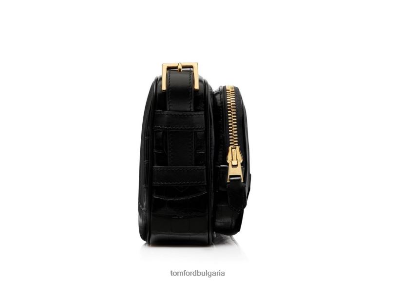мъже аксесоар щампована крокодилна кожа среден двоен пратеник черен TOM FORD B880D1023