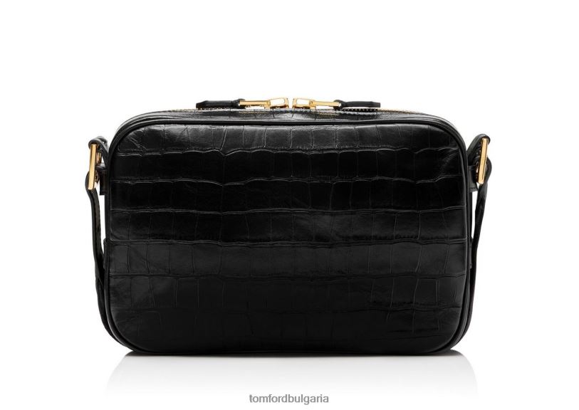 мъже аксесоар щампована крокодилна кожа среден двоен пратеник черен TOM FORD B880D1023