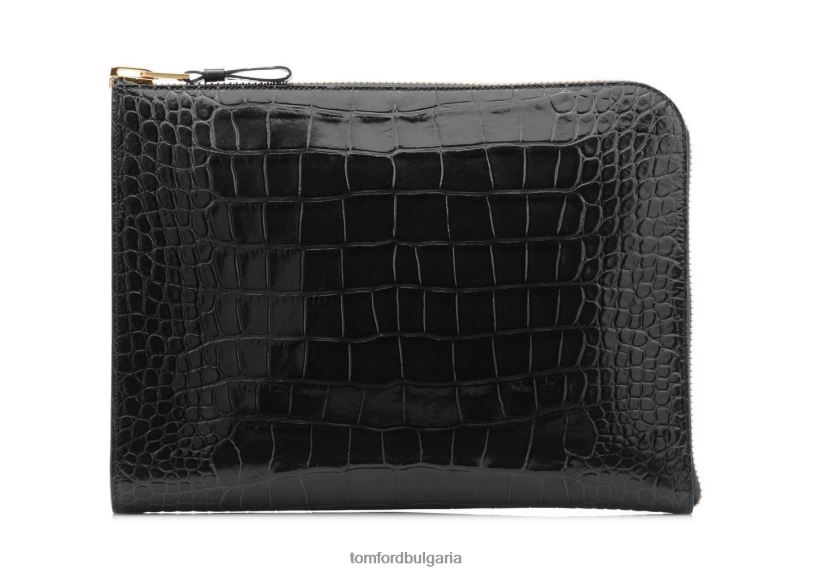 мъже аксесоар портфолио с цип от алигатор бакли черен TOM FORD B880D1025