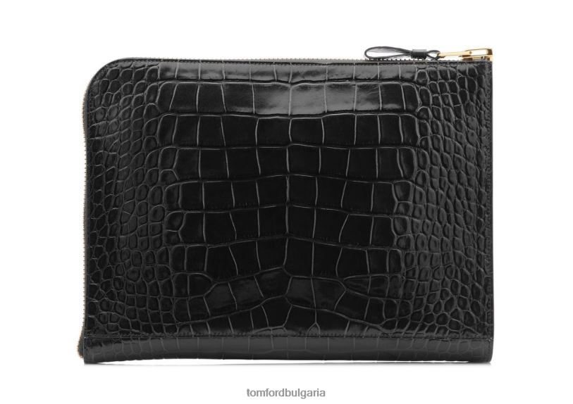 мъже аксесоар портфолио с цип от алигатор бакли черен TOM FORD B880D1025