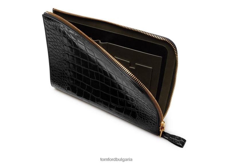 мъже аксесоар портфолио с цип от алигатор бакли черен TOM FORD B880D1025