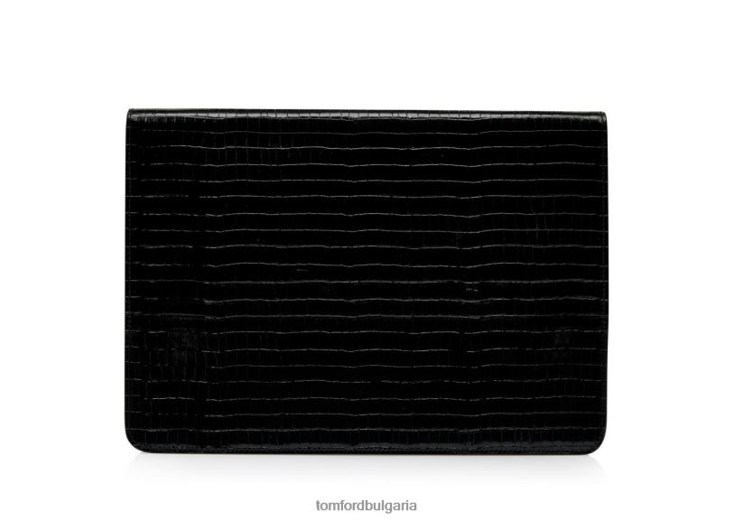мъже аксесоар портфолио с лъскави щампи с крокодили черен TOM FORD B880D1026