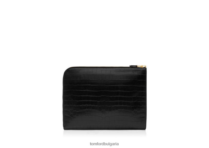 мъже аксесоар верижно портфолио от щампована крокодилна кожа черен TOM FORD B880D1029