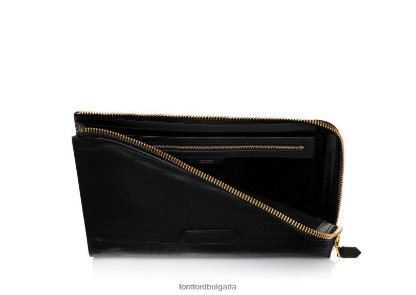 мъже аксесоар верижно портфолио от щампована крокодилна кожа черен TOM FORD B880D1029