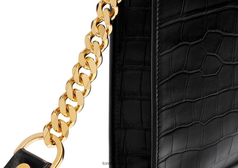 мъже аксесоар верижно портфолио от щампована крокодилна кожа черен TOM FORD B880D1029