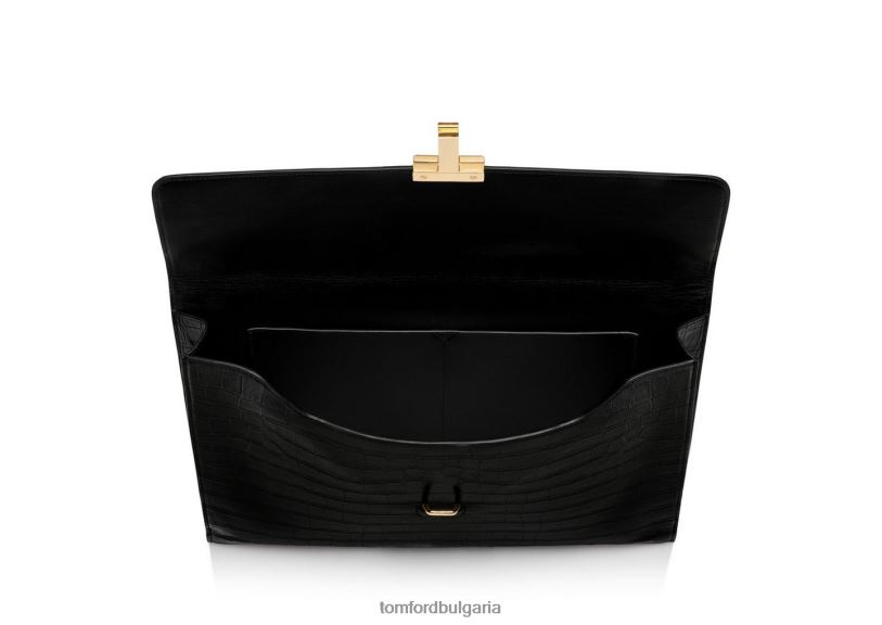 мъже аксесоар портфолио с щампована крокодилна кожа t pin черен TOM FORD B880D1015
