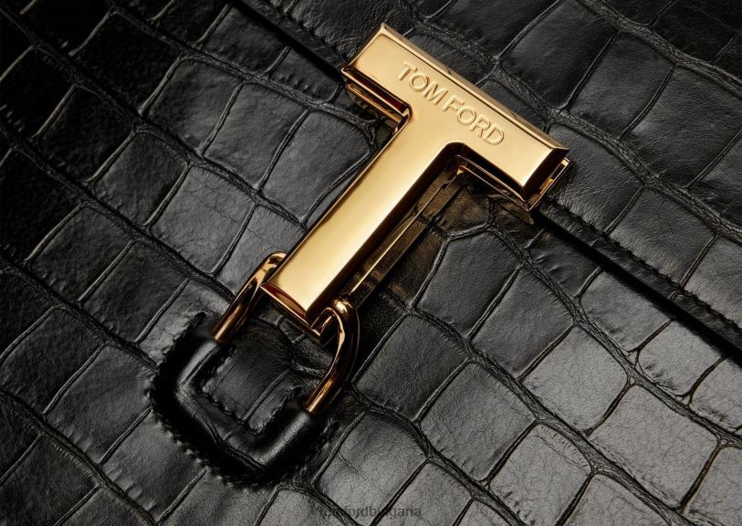 мъже аксесоар портфолио с щампована крокодилна кожа t pin черен TOM FORD B880D1015