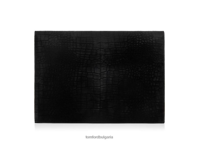 мъже аксесоар портфолио с щамповано крокодилно кадифе t pin черен TOM FORD B880D1030