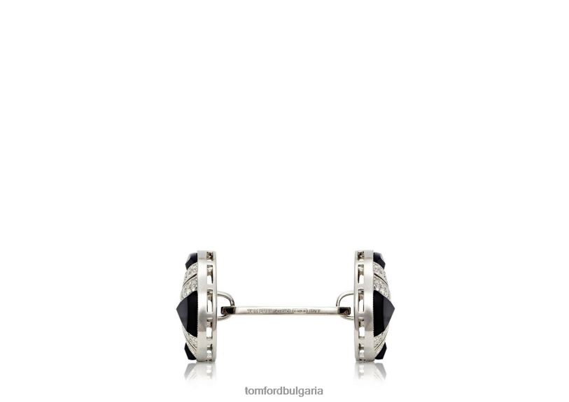 мъже аксесоар диамантени кръгли копчета за ръкавели бяло злато TOM FORD B880D968
