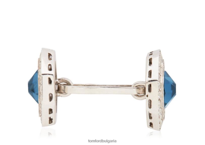 мъже аксесоар диамантени осмоъгълни копчета за ръкавели сапфир TOM FORD B880D984