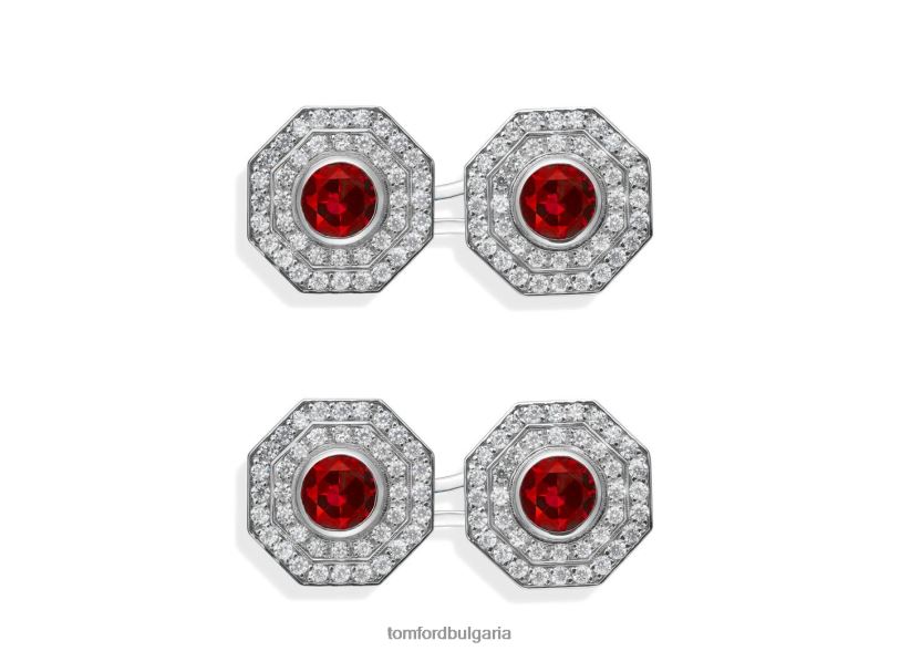 мъже аксесоар осмоъгълни диамантени копчета за ръкавели диамант + рубин TOM FORD B880D985