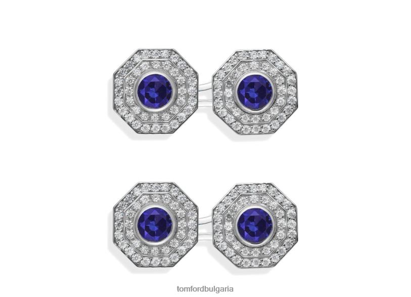 мъже аксесоар осмоъгълни диамантени копчета за ръкавели диамант + сапфир TOM FORD B880D986